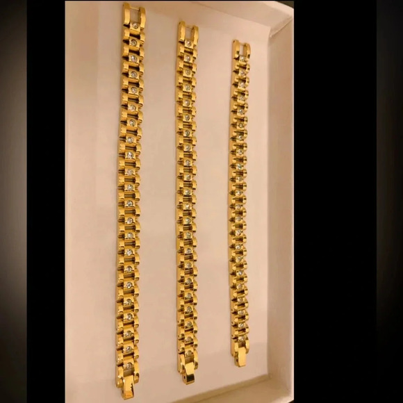 Aesthetic Slake Link Crystal 18K Gold Stainless Steel Waterproof  Bracelet - Picture 10 of 12